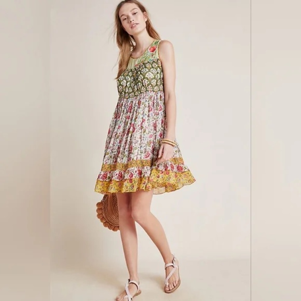 Anthropologie Tanvi Kedia Ananya Tunic Floral Mini Dress - Picture 2 of 10